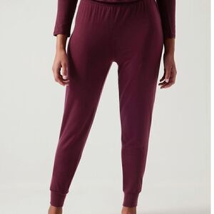 Athleta Nighttime Bliss Sleep Jogger, Deep Burgundy, Size XS.